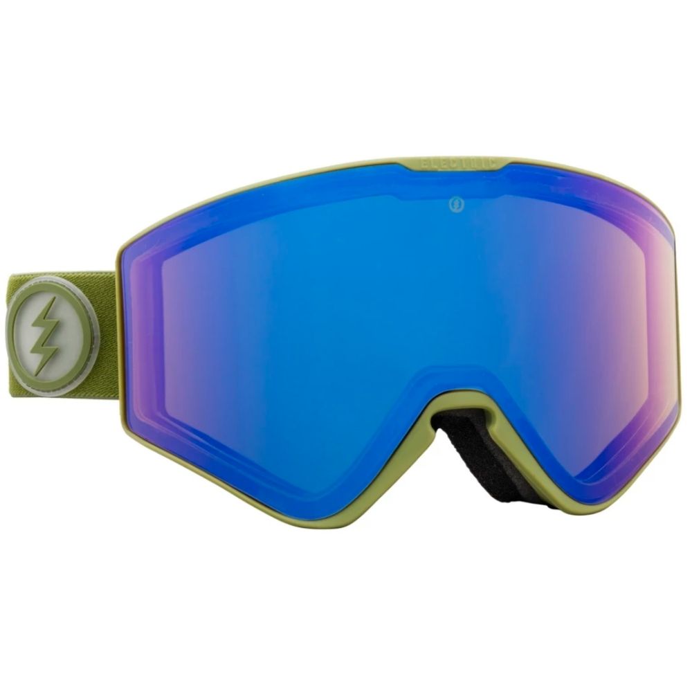 electric kleveland goggle Electric Cleveland II Army Drab + Blue Chrome Lens Snowboard Goggles – Stoked Boardshop