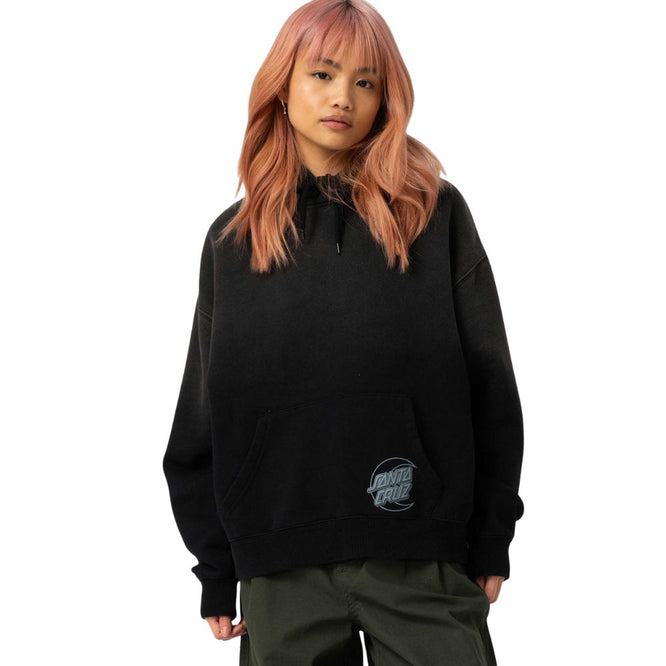 Womens Imprint Moon Dot Hoodie Black Wash