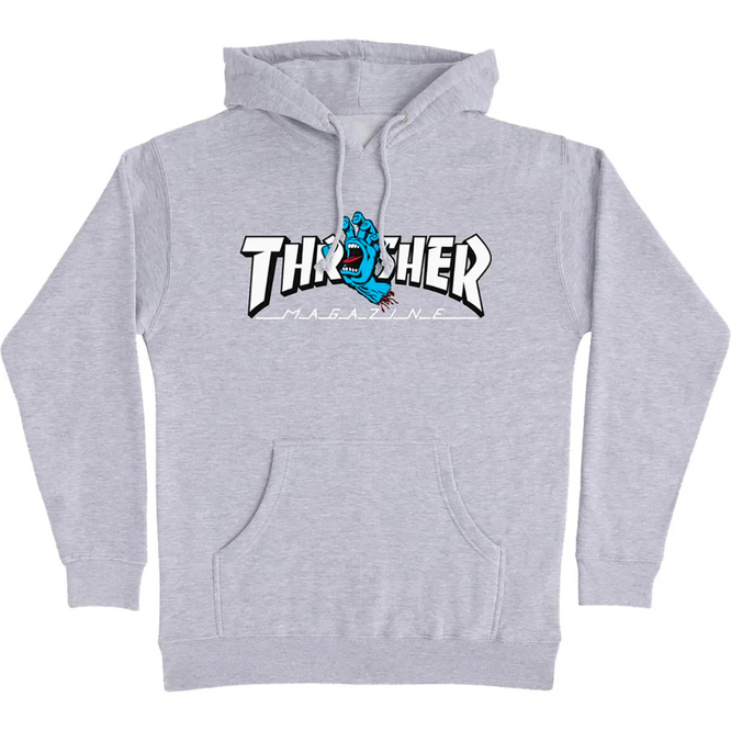 Thrasher x Santa Cruz schreiende Logo Hoodie Heather Grey