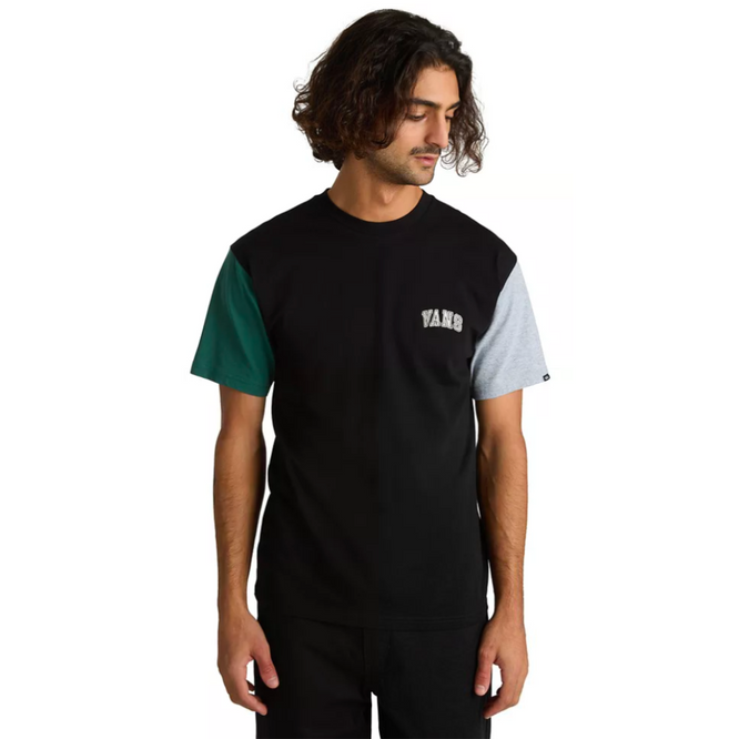 Colorblock Varsity T-Shirt Schwarz/Bistrogrün/Ledergrau