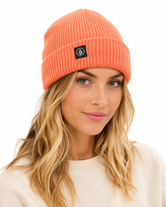 Womens Full Stone Beanie Coral
