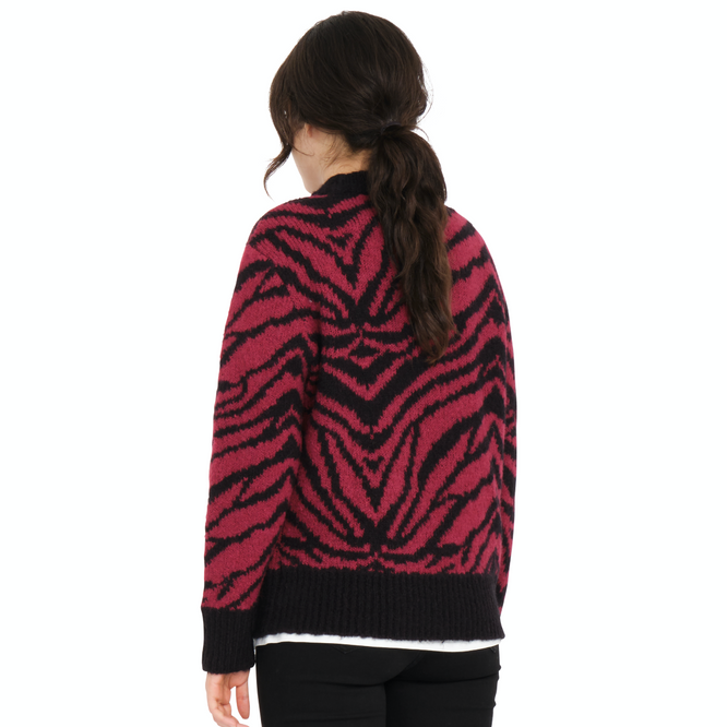 Zebra-Pullover für Damen Wein