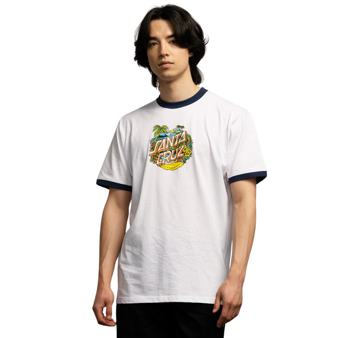 Aloha Dot Front Ringer-T-Shirt Weiß