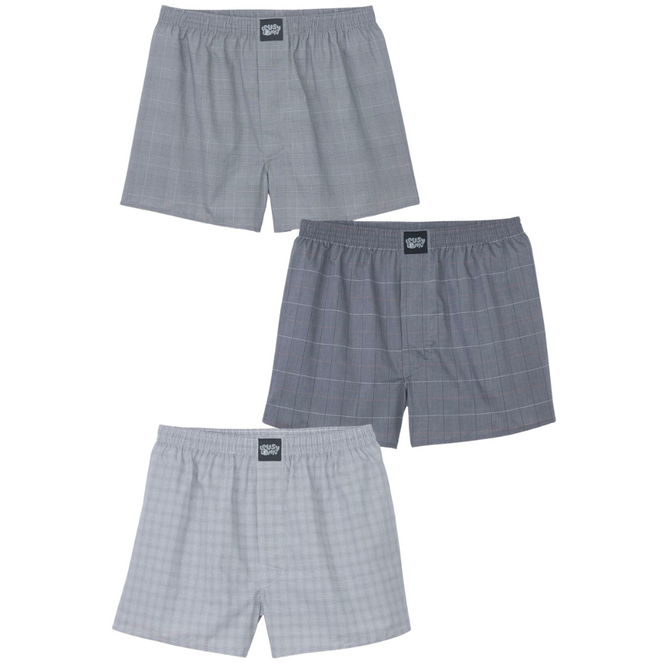 3Pack Boxer Shorts à carreaux gris foncé