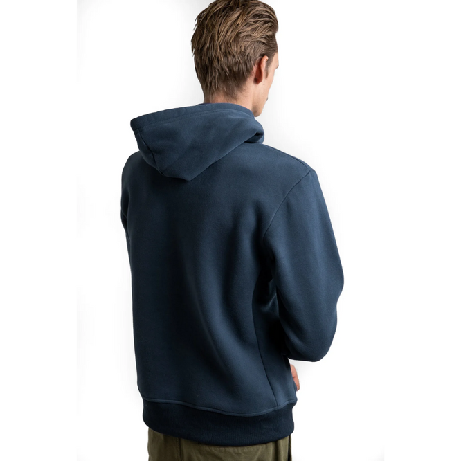 Classic Fleece Hoodie Worn Navy