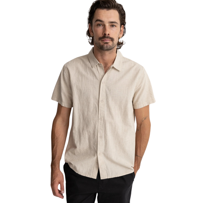 Classic Linnen Short Sleeve Shirt Sand