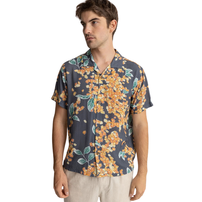 Isle Floral Cuban Shirt Dark Navy