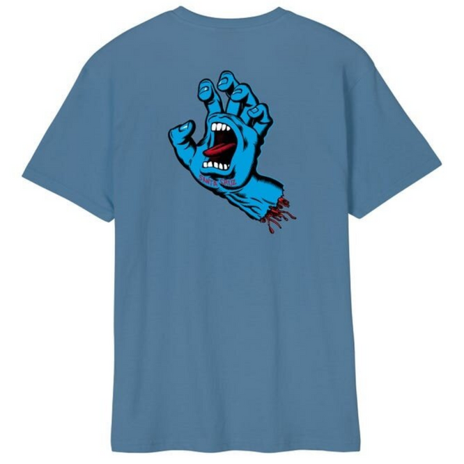 Schreiende Hand Brust T-shirt staubig blau