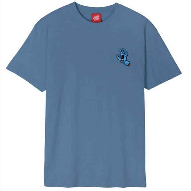 Schreiende Hand Brust T-shirt staubig blau