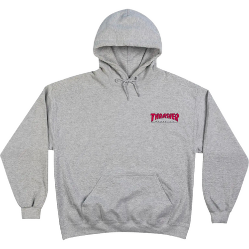 Outlined Chest Logo Hoodie Grey