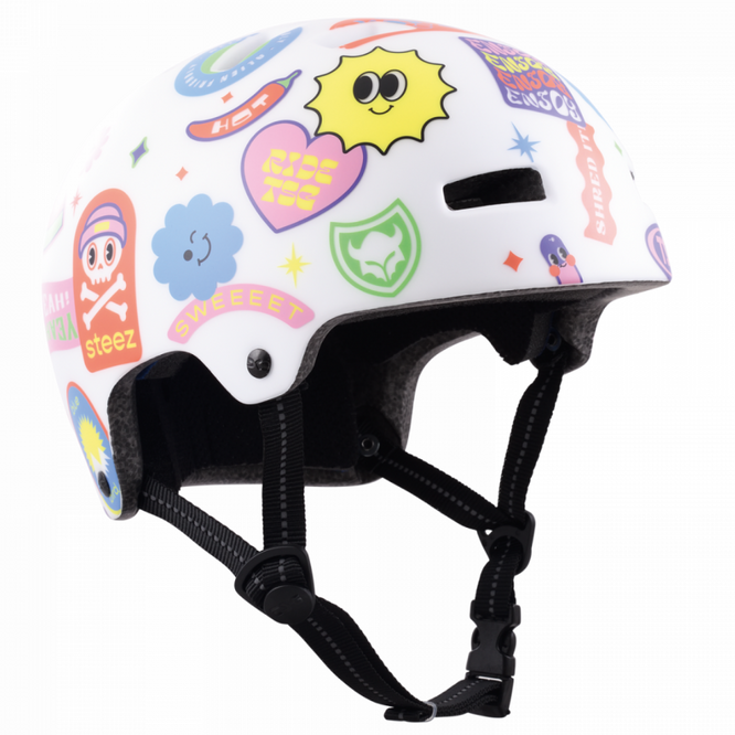 Kinder Nipper Maxi Grafik Design weiß glücklich Aufkleber Helm