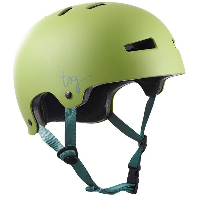 Womens Evolution Solid Color Satin Calla Green Skateboard Helm