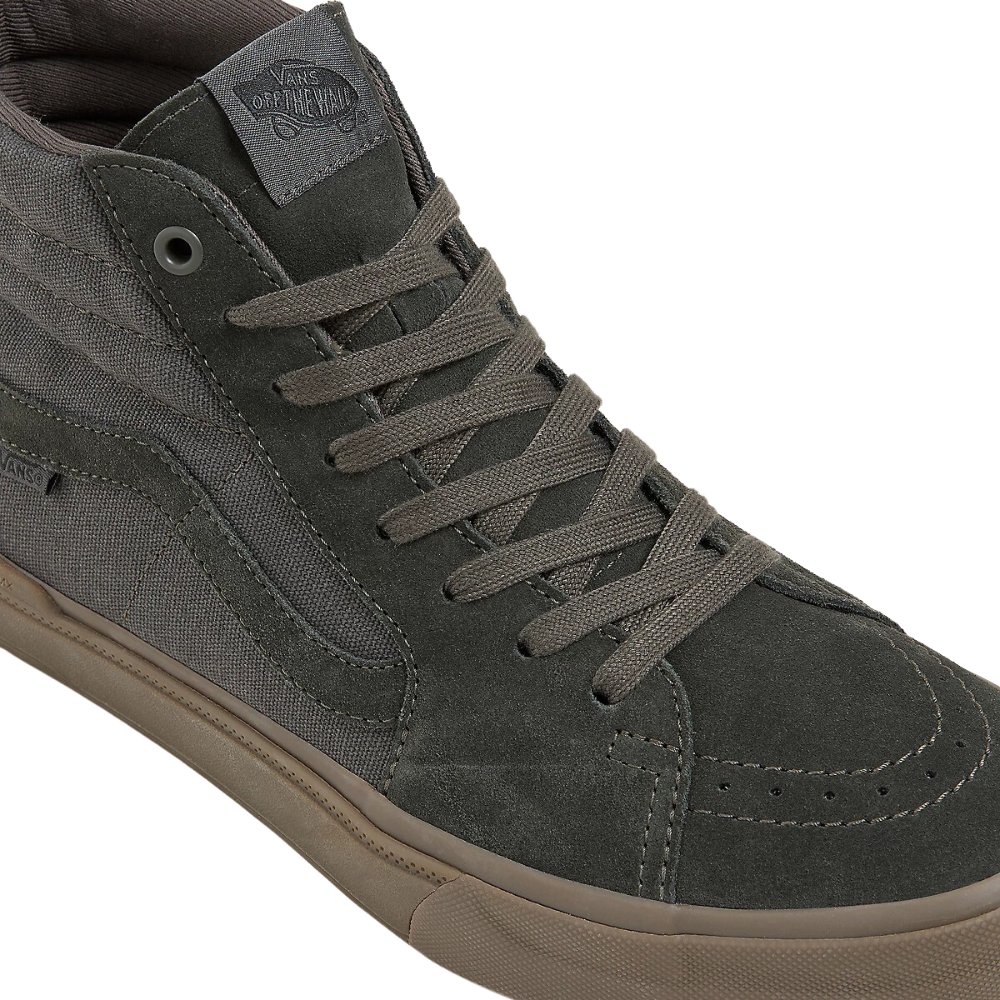 gray and black high top vans