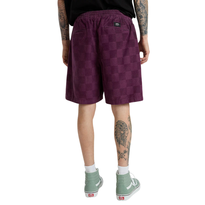 Range Checkerboard Cord Loose Short Blackberry Wine