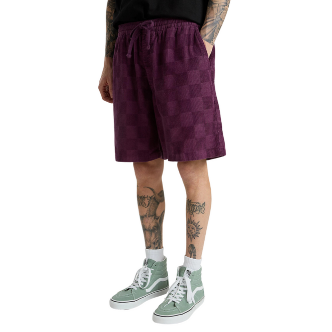 Range Checkerboard Cord Loose Short Blackberry Wine