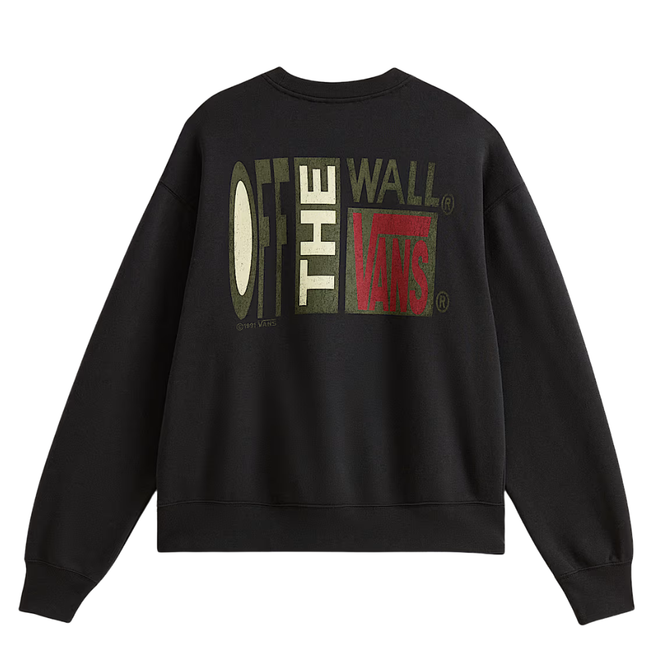 Stretch Stack Crackle Black Crewneck
