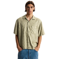 Van Doren Tencel Check Soft Sage Short Sleeve