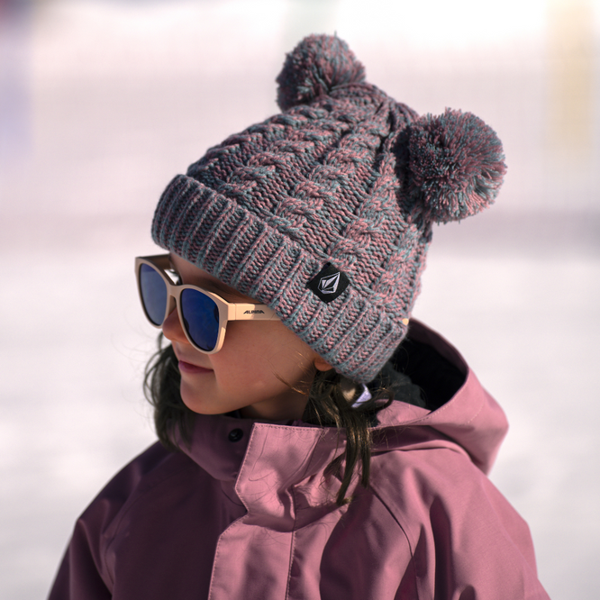 Kids Stone Pom Beanie Mesa Rose