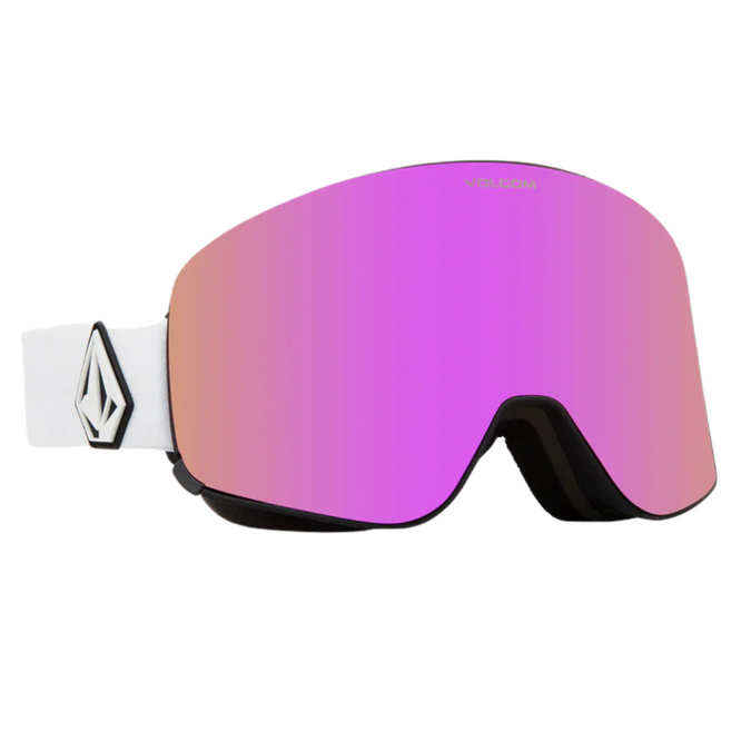 Odyssey Matte White + Pink Chrome Lens Snowboard Goggles
