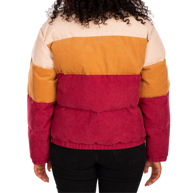 Womens Cordy Puffer Jacket Dark Red