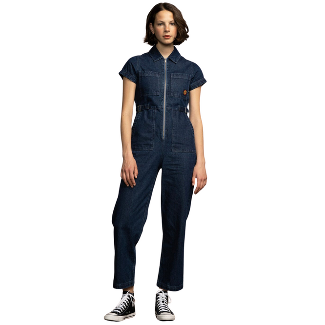 Womens Line Up Utility Jumpsuit Klassisch Blau Denim