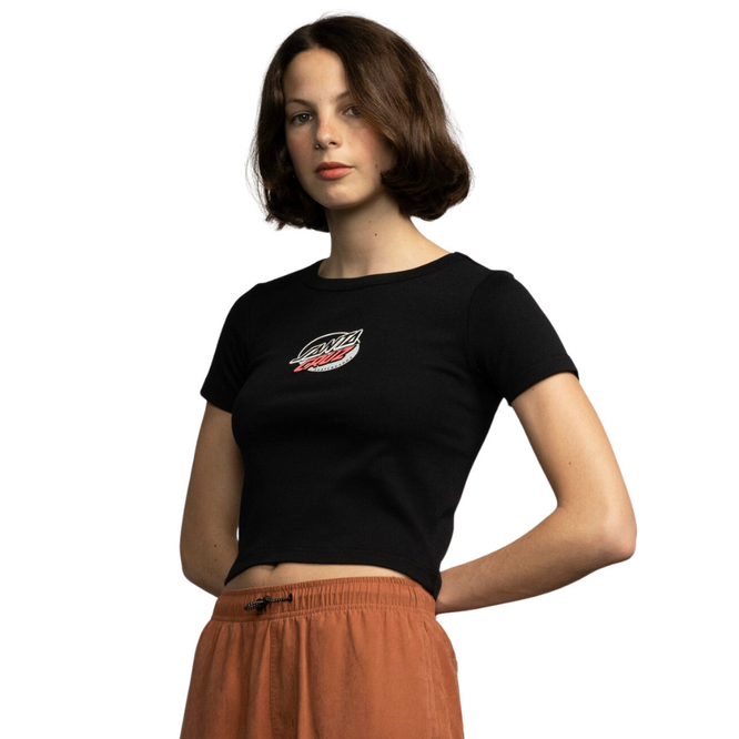 Womens Mushroom Wave Dot Splice T-shirt Schwarz