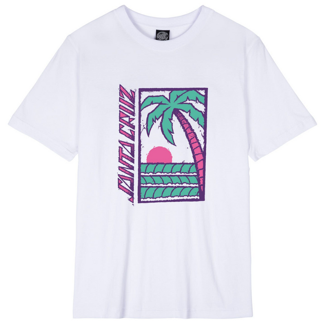 Damen-T-Shirt mit Palmenstreifen Weiß