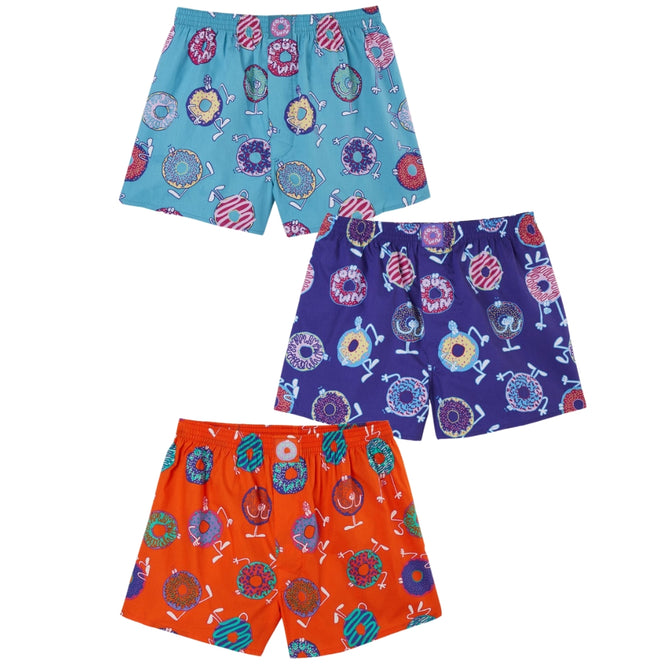 Donuts 3pack Boxer Shorts Navy/ Blue/ Orange