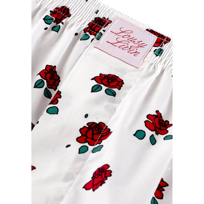Roses Boxer Shorts White