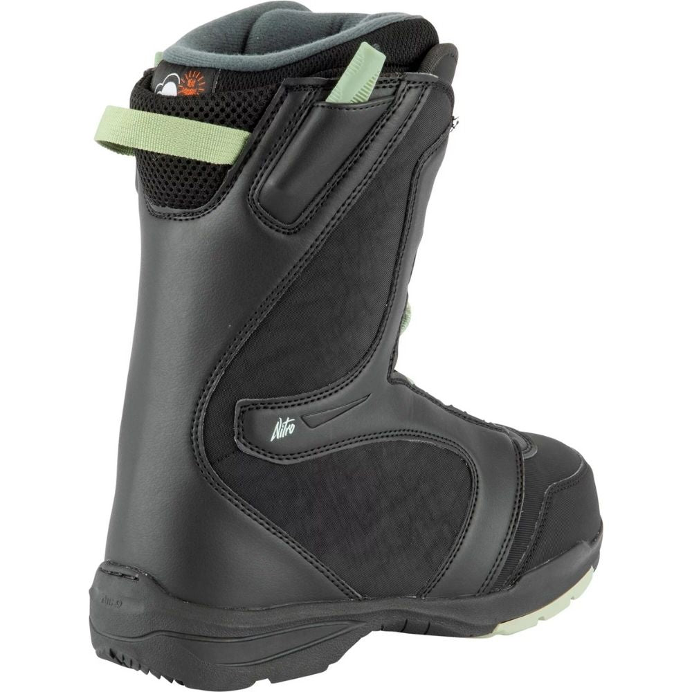 nitro flora tls snowboard boots Nitro Womens Flora TLS Black-Mint 2022 Snowboard Boots – Stoked Boardshop