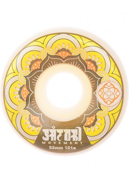 Mandala White/Yellow Conical 101a 52mm Skateboard Wheels