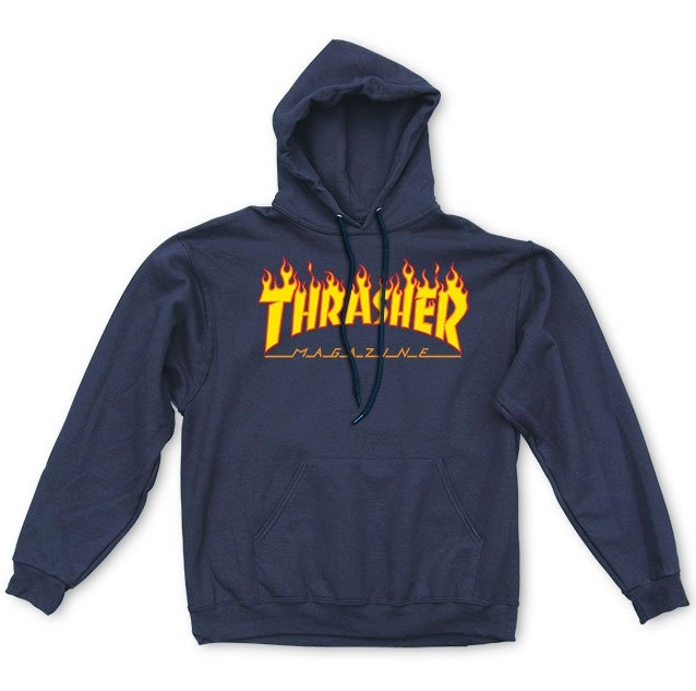 Flame Logo Hoodie Navy Blue