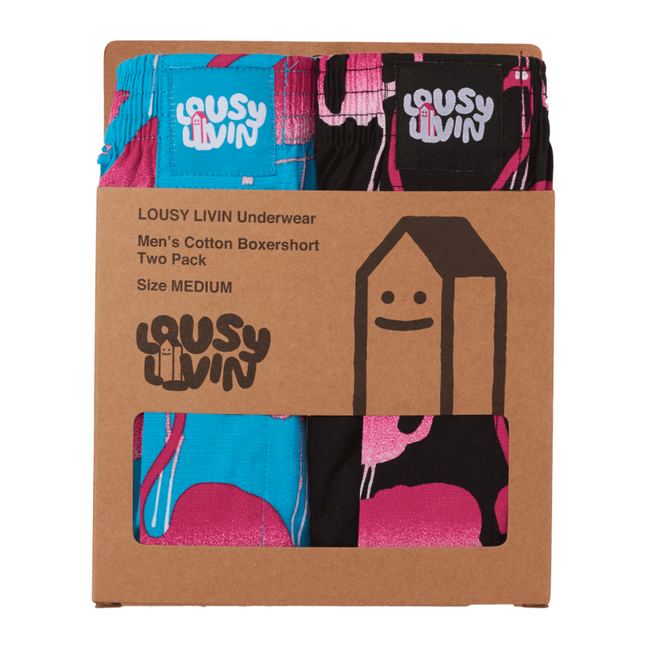 Lousy Flamingo 2pack Boxer shorts Noir/ Bleu