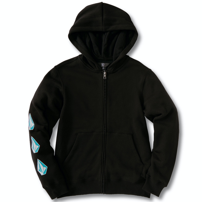 Kids Iconic Stone Zip Hoodie Black