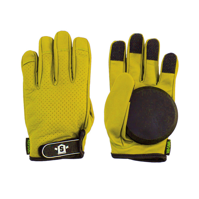 Slide-Handschuhe aus Leder Gelb