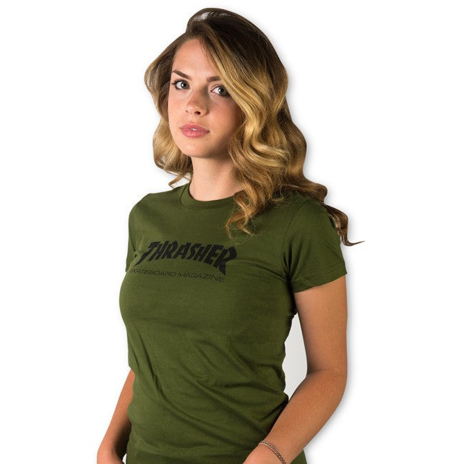 Damen Skate Mag T-Shirt Olivgrün