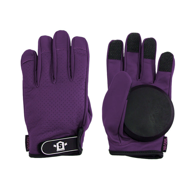 Gants à glissière en cuir violet