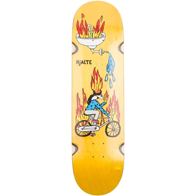 Feu Hjalte Halberg Ride Puits de roue jaune 9,25" 1991 Skateboard Deck