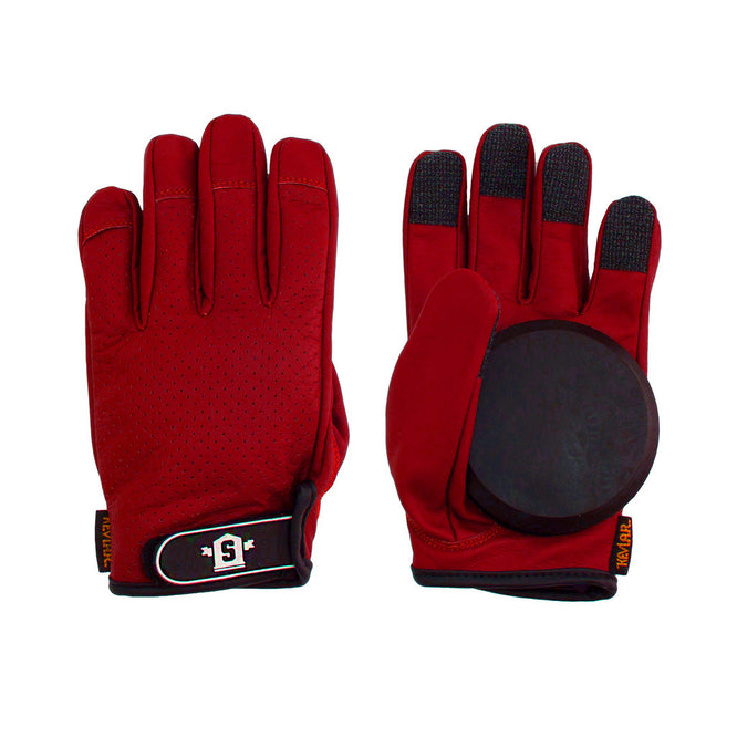 Gants à glissière en cuir rouge