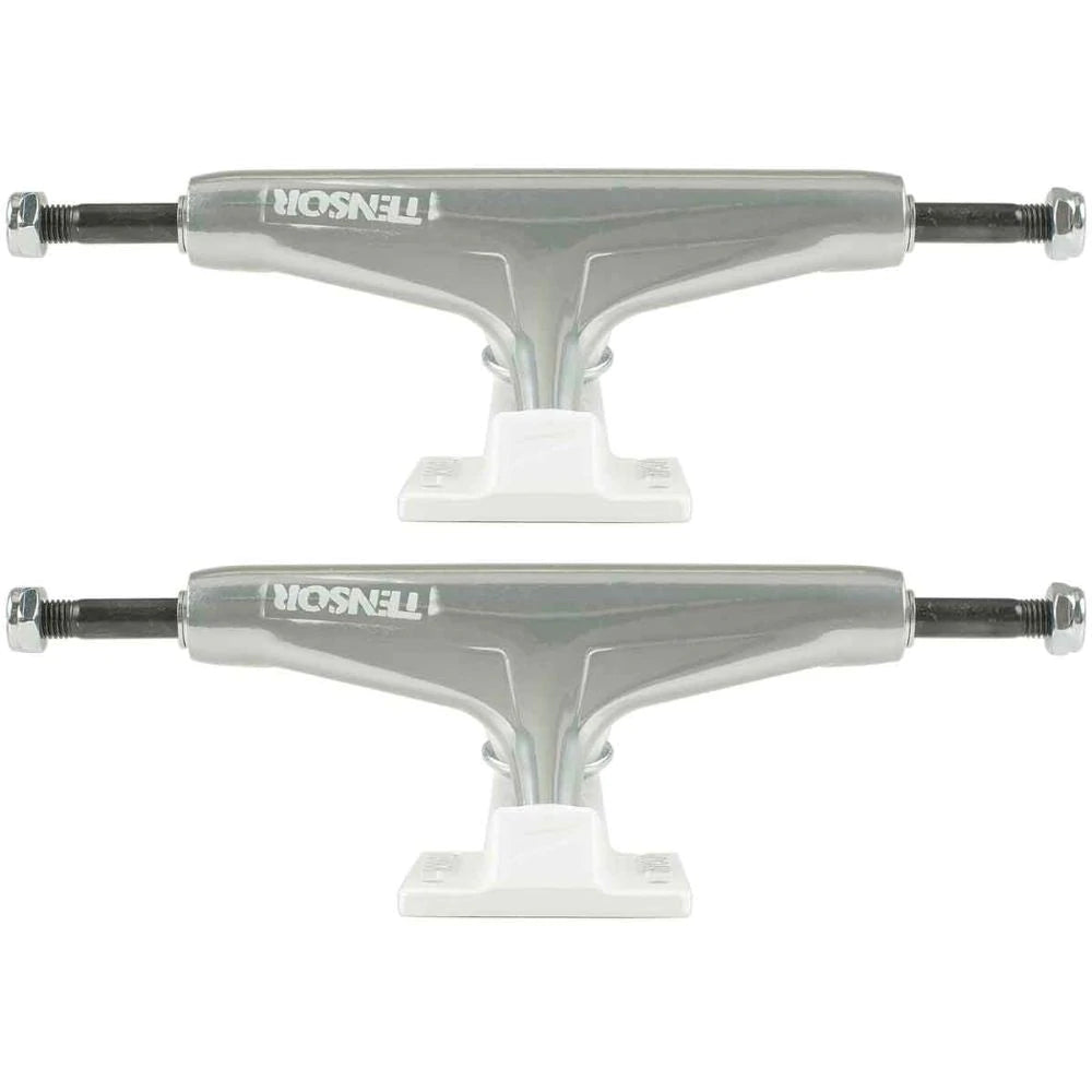Aluminum Stencil Mirror Raw/White 5.25" Skateboard trucks
