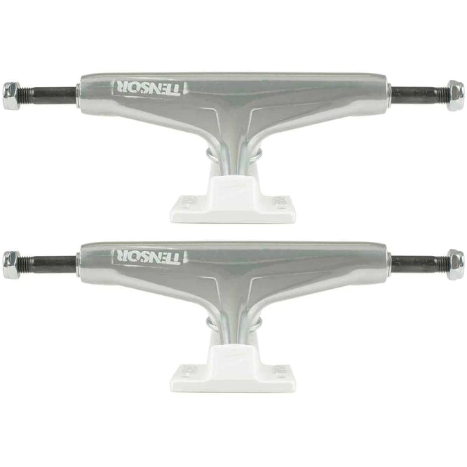 Aluminum Stencil Mirror Raw/White 5.25" Skateboard trucks