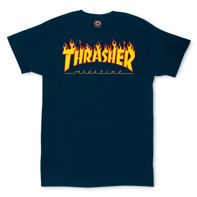 T-Shirt mit Flammenlogo, Marineblau