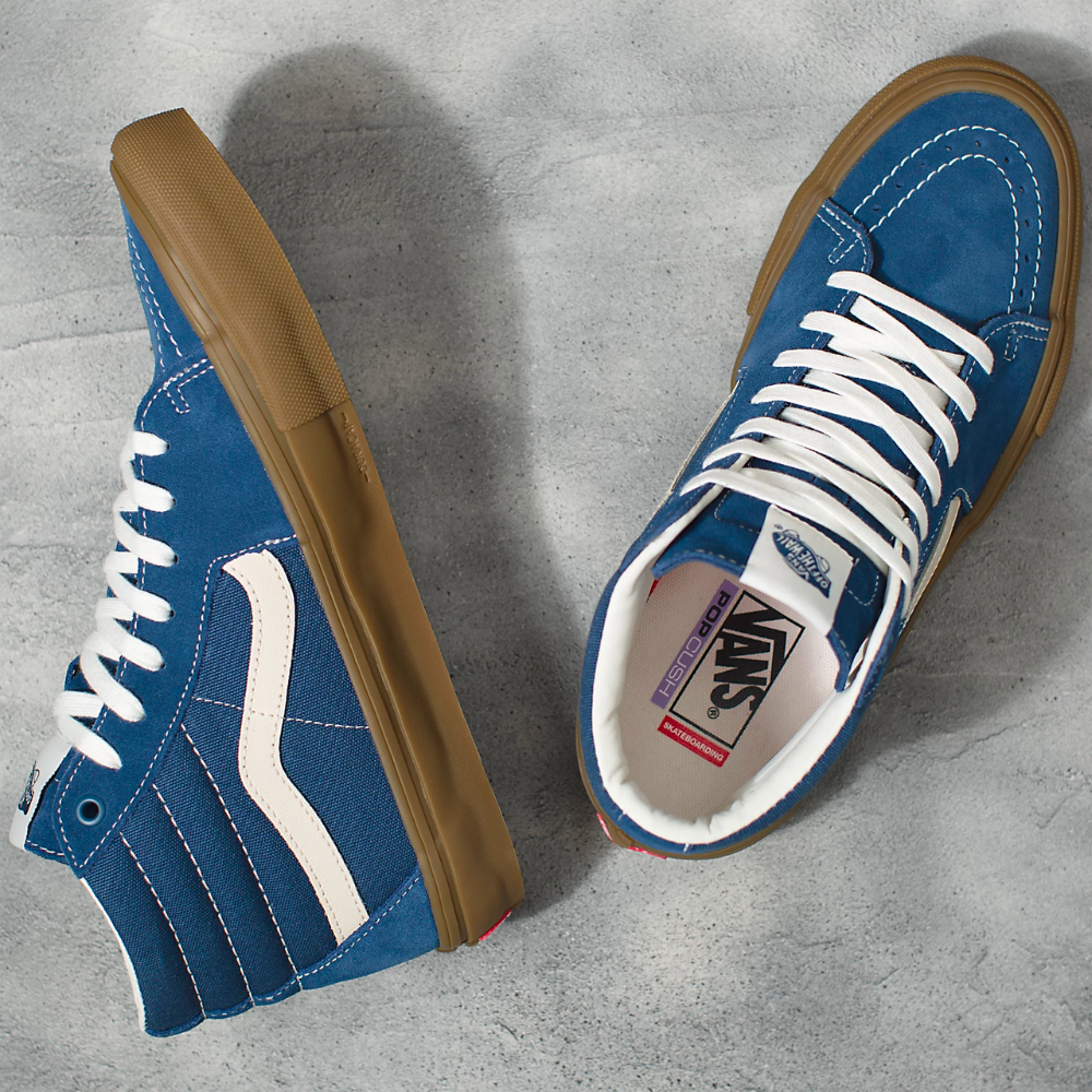 Dark denim top gum sole vans